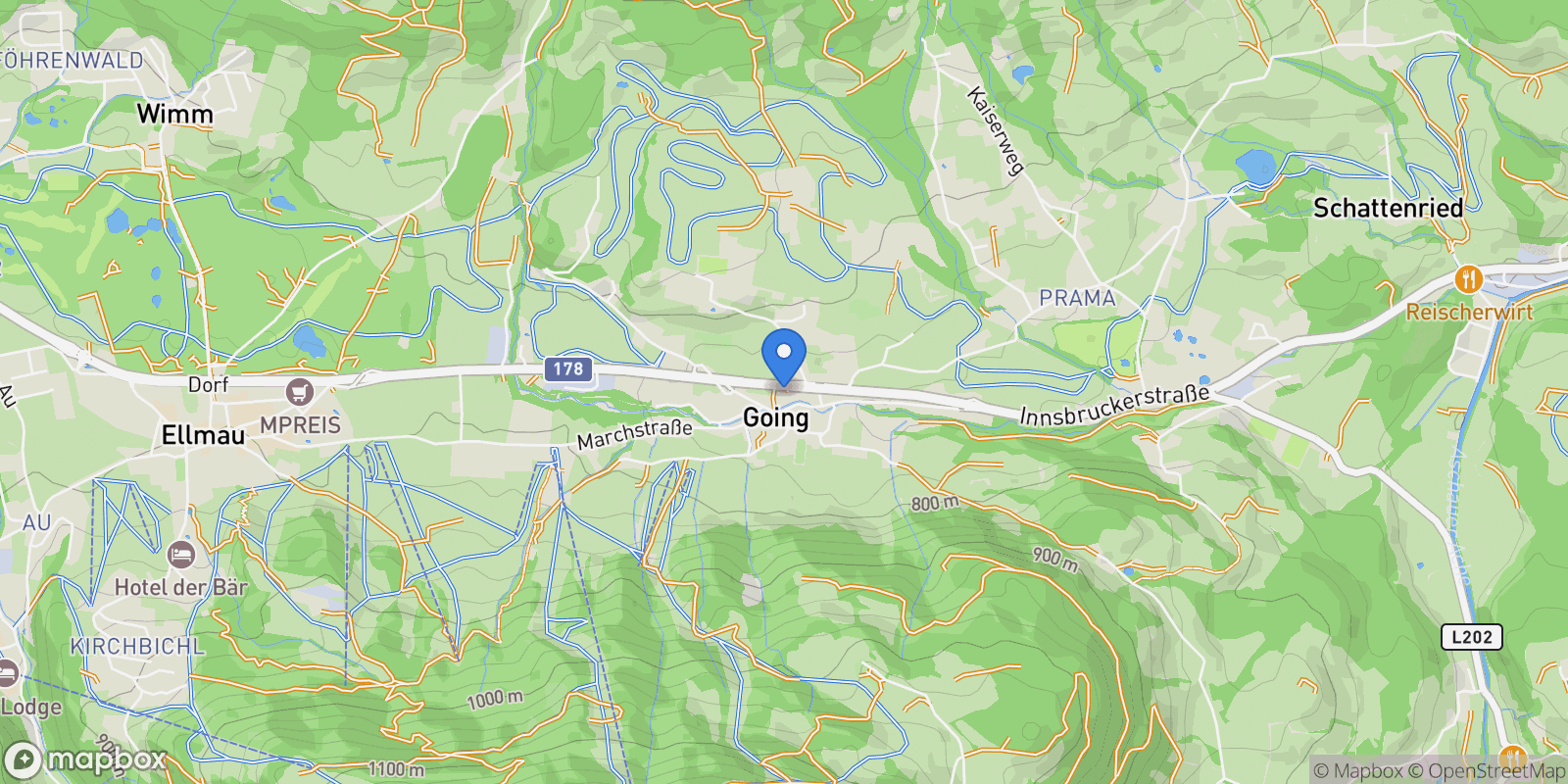 Map showing Going am Wilden Kaiser, Austria, Going am Wilden Kaiser, Tyrol, Austria.
