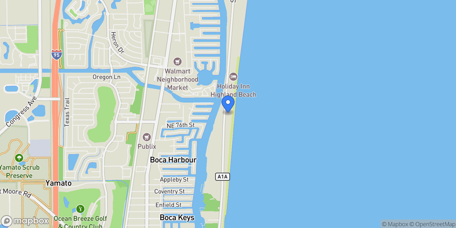 Map showing 3115 S Ocean 104, Highland Beach, FL 33487, Boca Raton, Florida, United States.