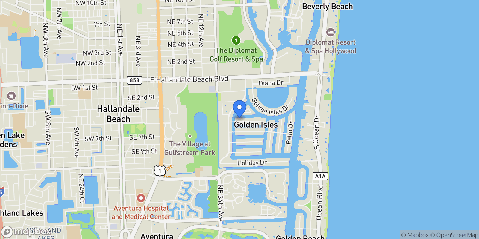 Map showing 478 Tamarind Dr, Hallandale Beach, Florida, United States.