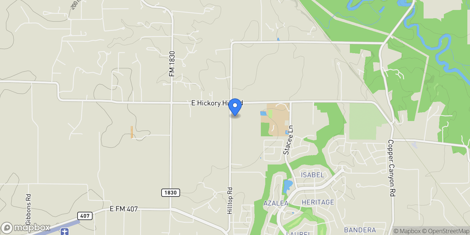 Map showing 11995 Hilltop Road, Argyle, TX 76226, Lantana, Texas, United States.