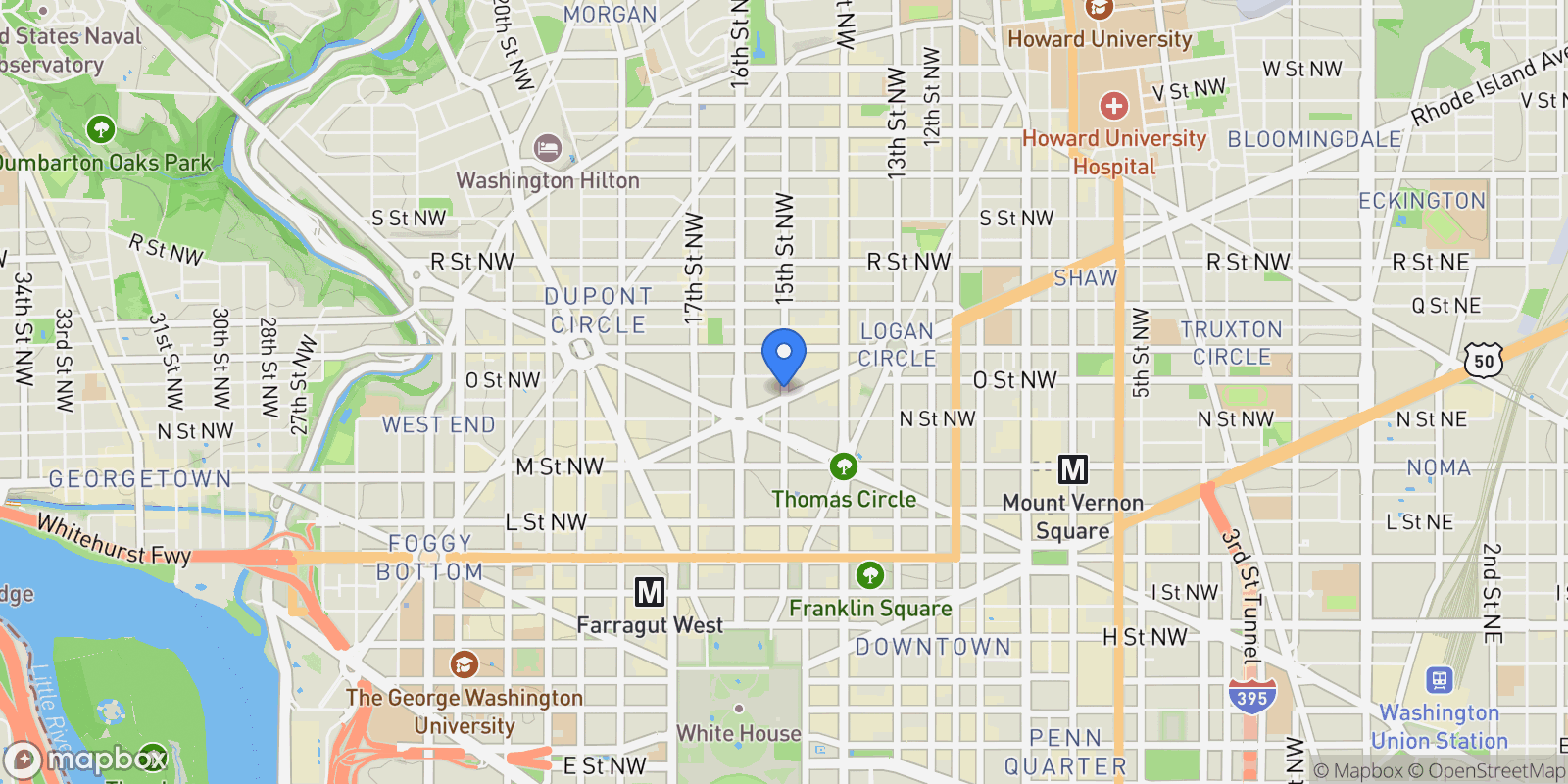 Map showing 1332 15th Street NW Unit# 2, Washington, DC 20005, Washington, District of Columbia, United States.