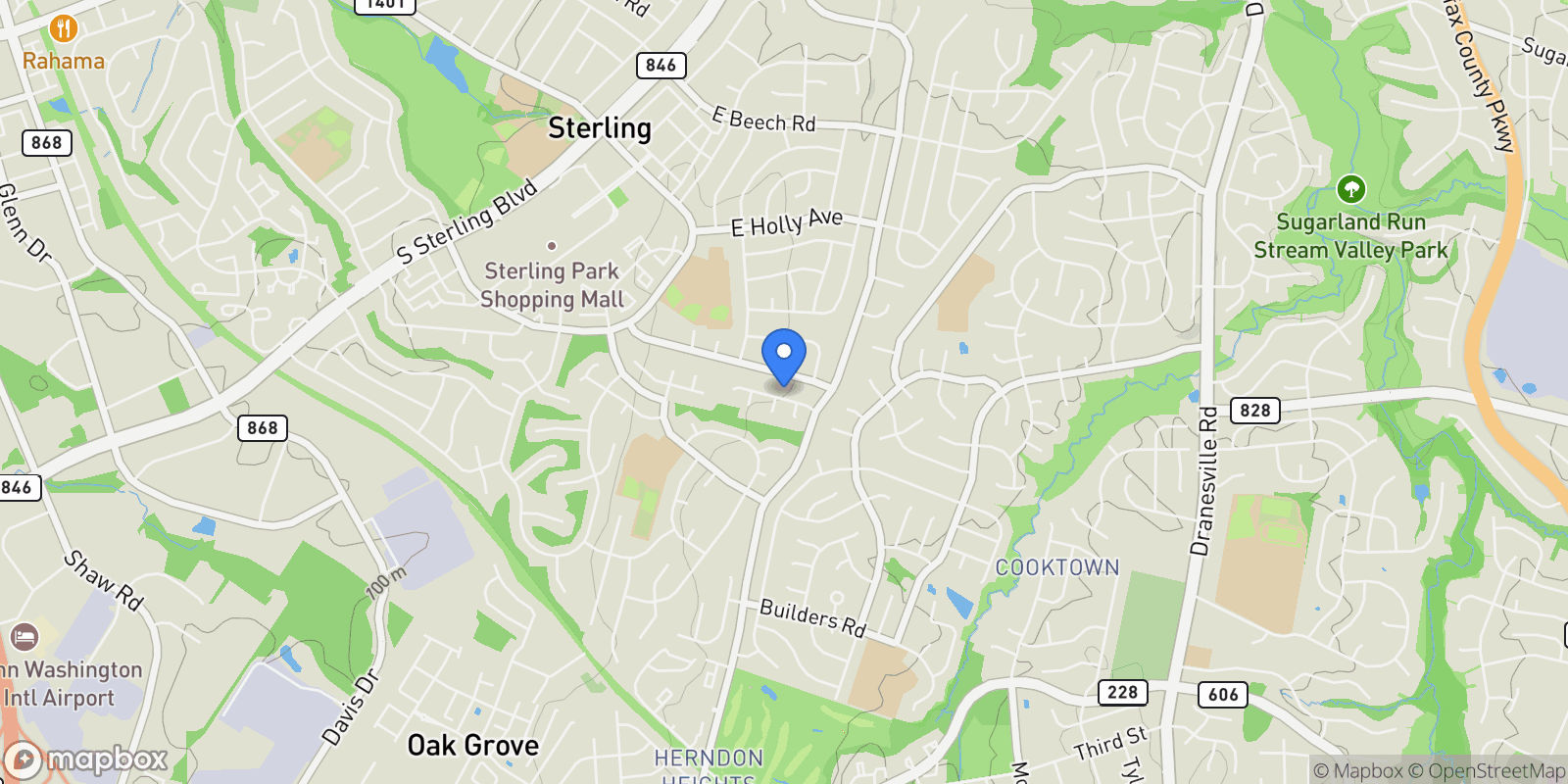 Map showing 11 Butternut Way , Sterling, VA 20164, Sterling, Virginia, United States.