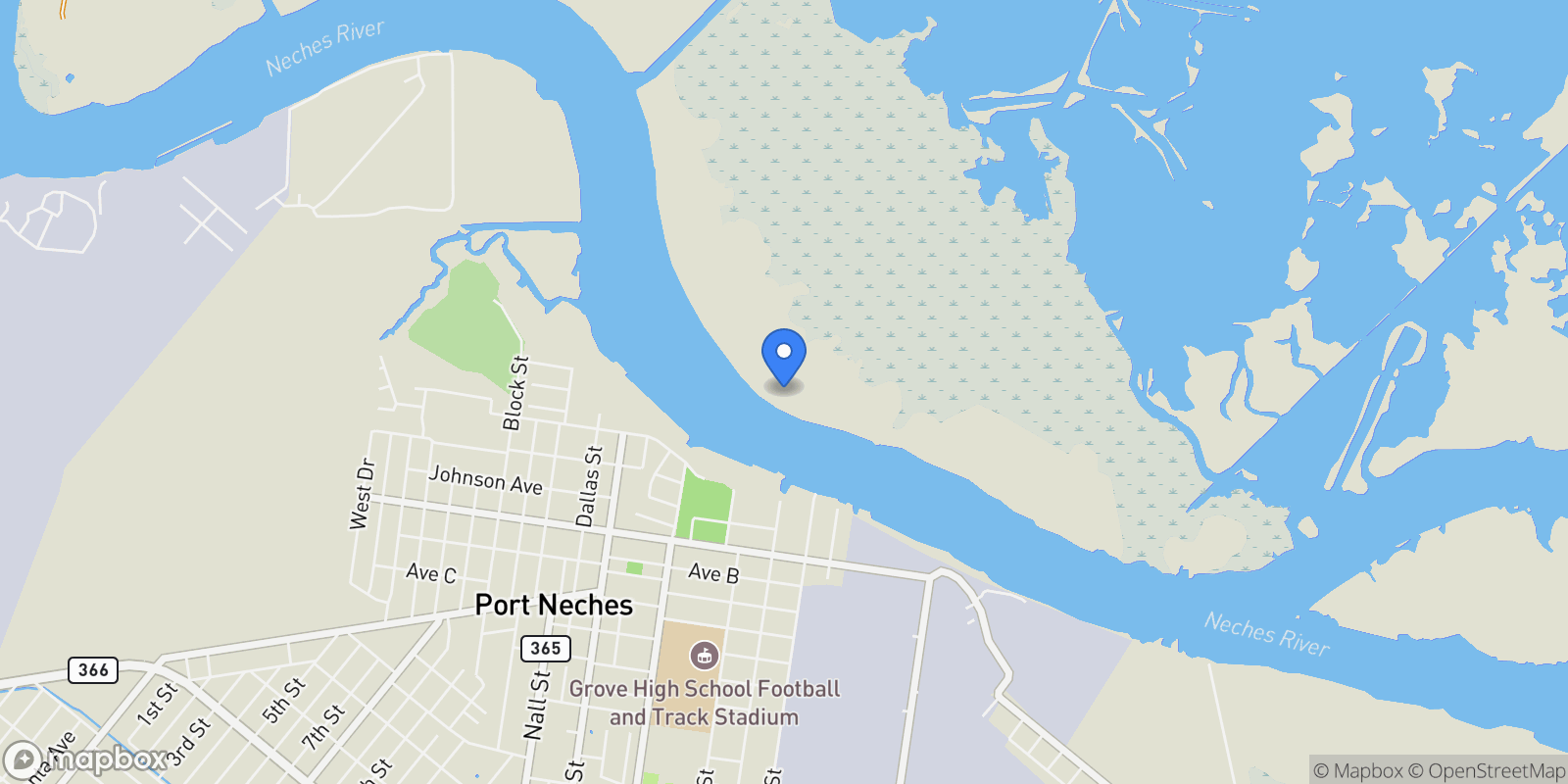Map showing TBD Neches River Drive, Orange, TX 77651, Port Neches, Texas, United States.