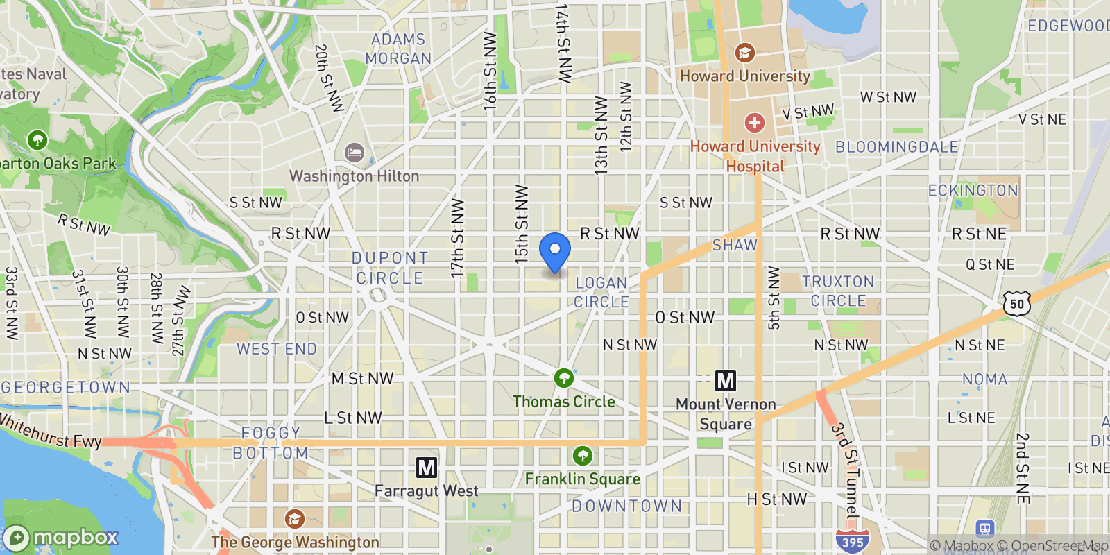 Map showing 1401 Church Street NW Unit# 523, Washington, DC 20005, Washington, District of Columbia, United States.