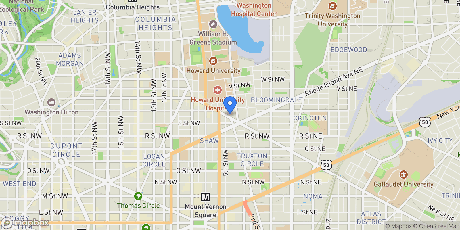 Map showing 1829 5th Street NW, Washington, DC 20001, Washington, District of Columbia, United States.