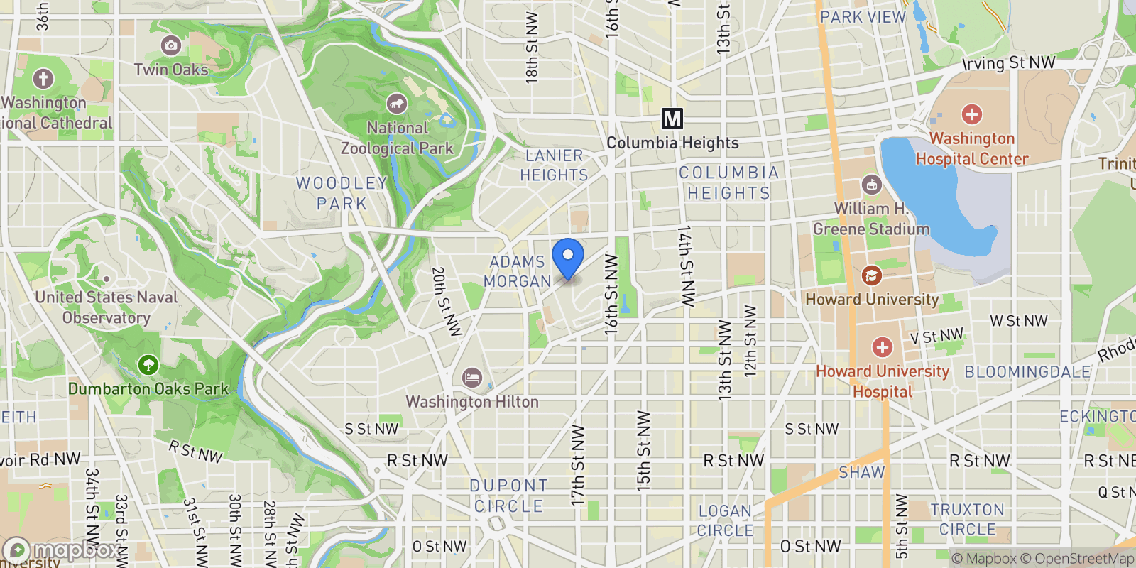 Map showing 1700 Kalorama Road NW Unit# 310, Washington, DC 20009, Washington, District of Columbia, United States.