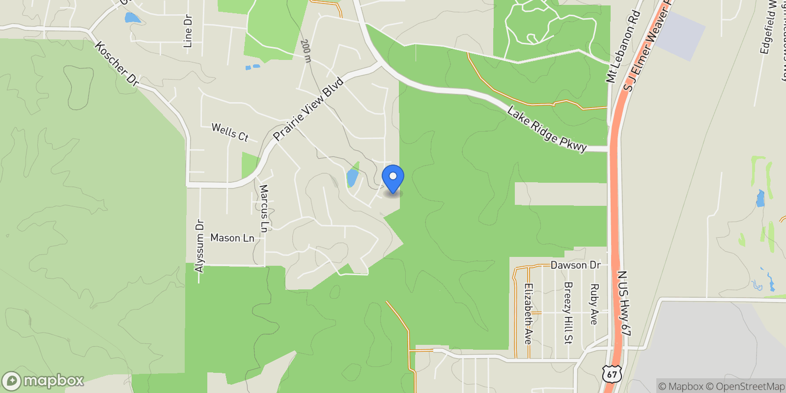Map showing 2303 Timber Creek Court, Cedar Hill, TX 75104, Cedar Hill, Texas, United States.