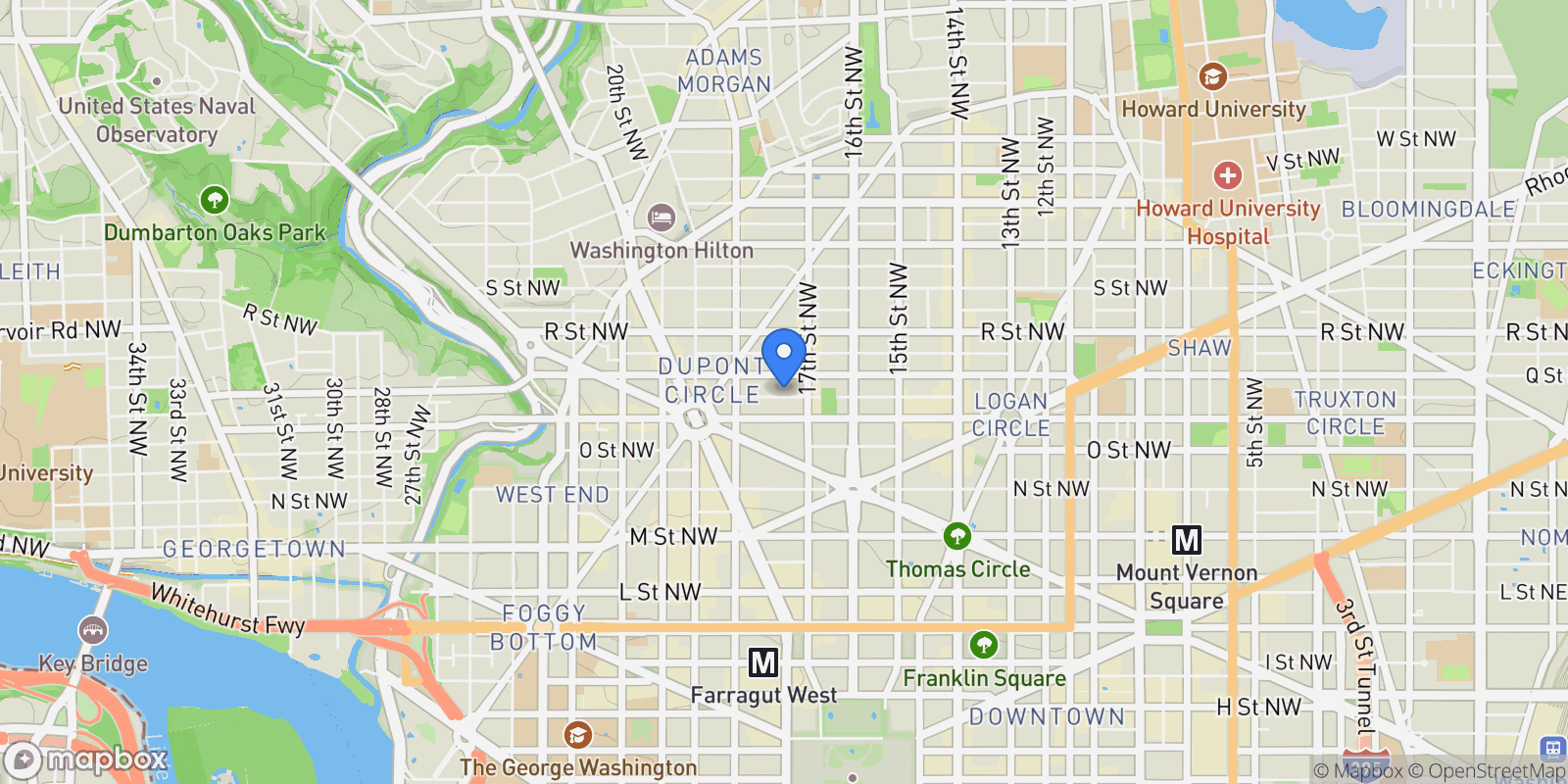 Map showing 1737 Church Street NW, Washington, DC 20036, Washington, DC, United States.