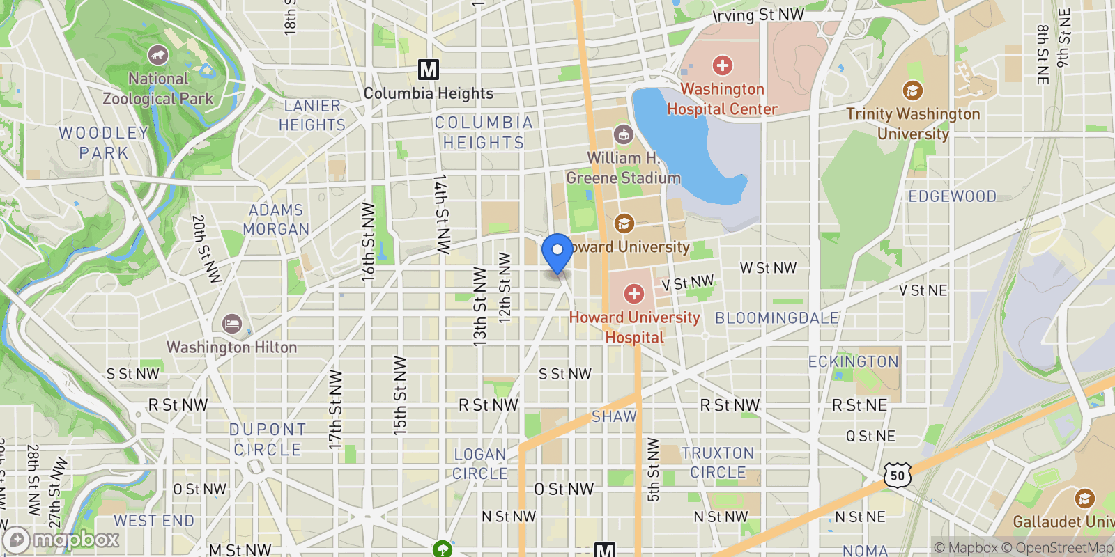 Map showing 2120 Vermont Avenue NW Unit# 621, Washington, DC 20001, Washington, District of Columbia, United States.
