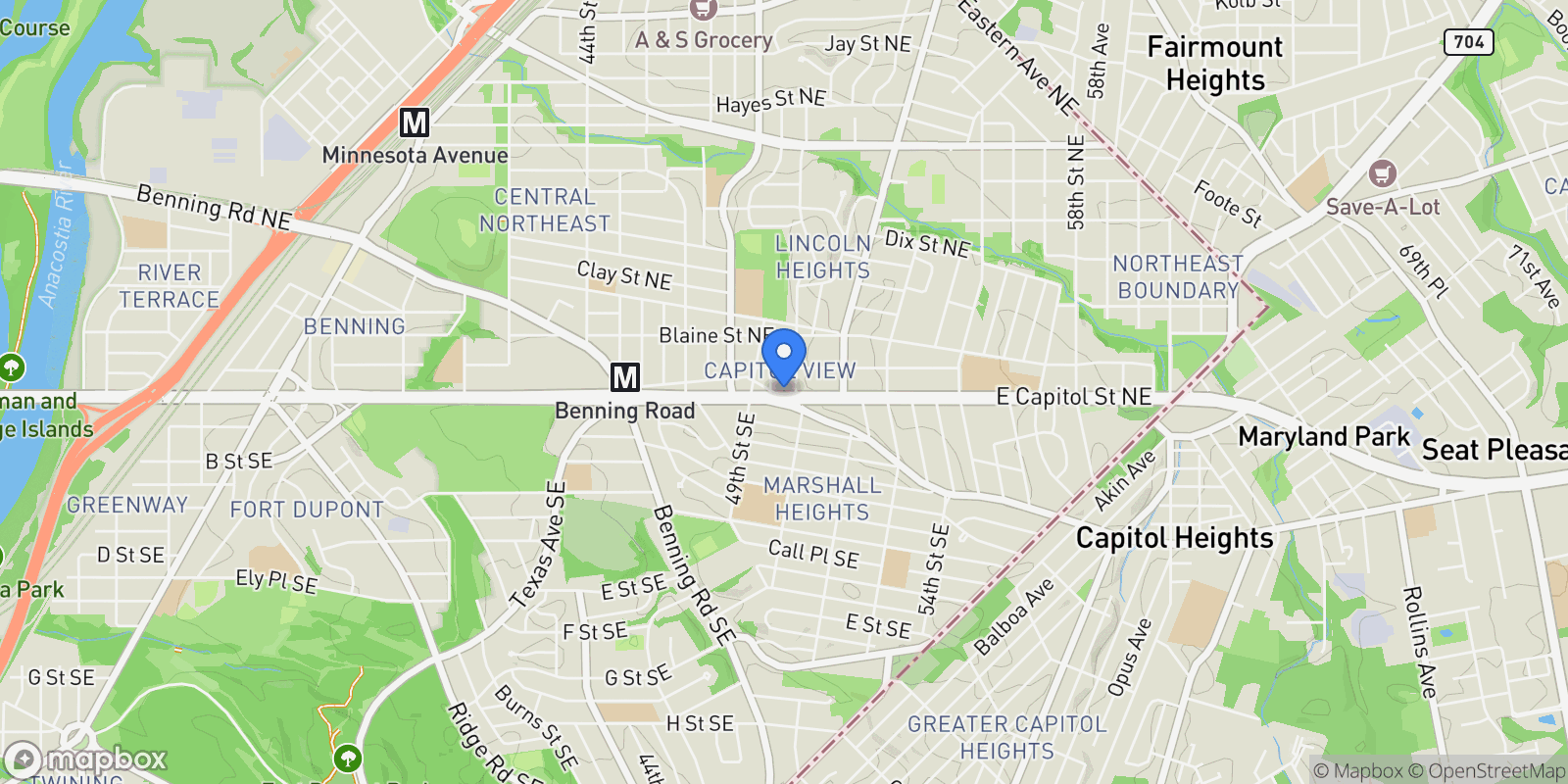 Map showing 4910 East Capitol NE , Washington, DC 20019, Washington, District of Columbia, United States.