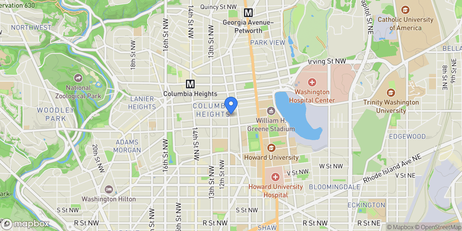 Map showing 2707 11th Street NW , Washington, DC 20001, Washington, District of Columbia, United States.