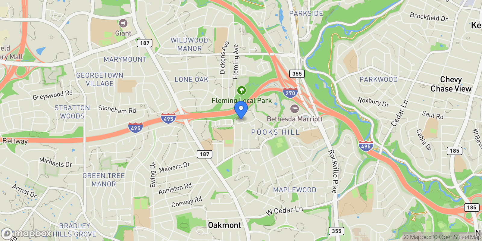 Map showing 5430 Whitley Park Terrace , Bethesda, MD 20814, Bethesda, Maryland, United States.