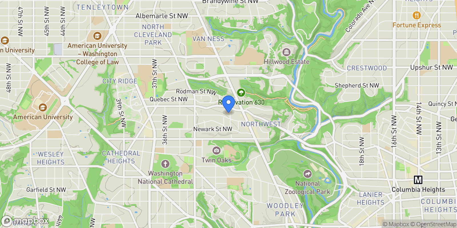 Map showing 3512 30th Street NW, Washington, DC 20008, Washington, District of Columbia, United States.