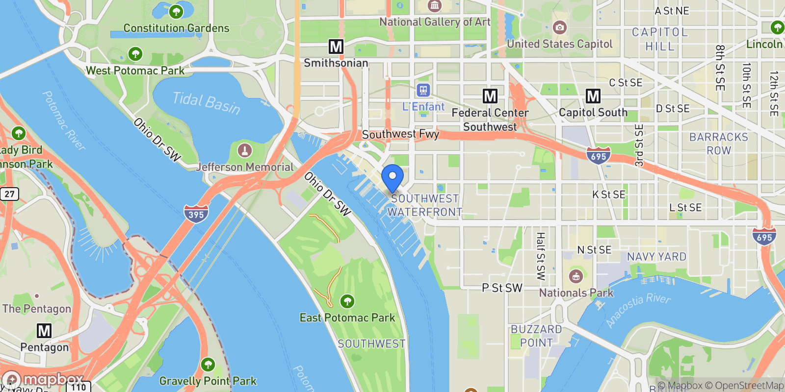Map showing 601 Wharf Street SW Unit# 213, Washington, DC 20024, Washington, District of Columbia, United States.