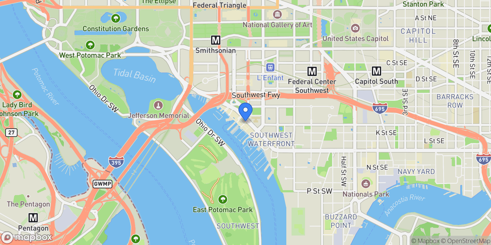 Map showing 45 Sutton Square SW Unit# 509, Washington, DC 20024, Washington, District of Columbia, United States.