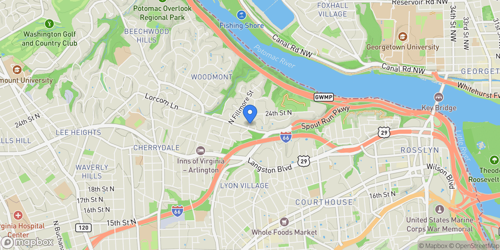 Map showing 2361 N Edgewood Street , Arlington, VA 22207, Arlington, Virginia, United States.