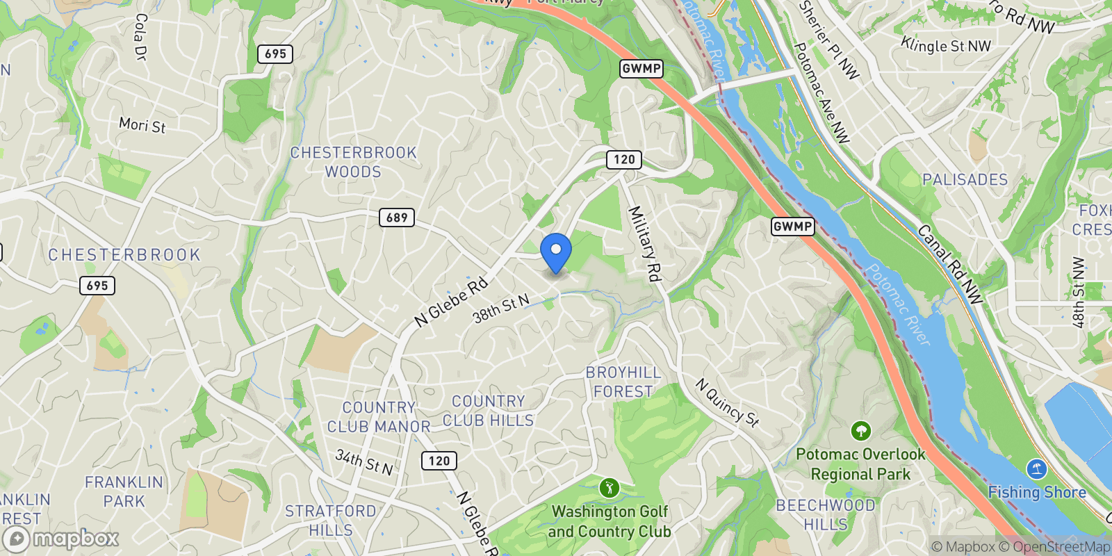 Map showing 4283 38th Street N, Arlington, VA 22207, Arlington, Virginia, United States.