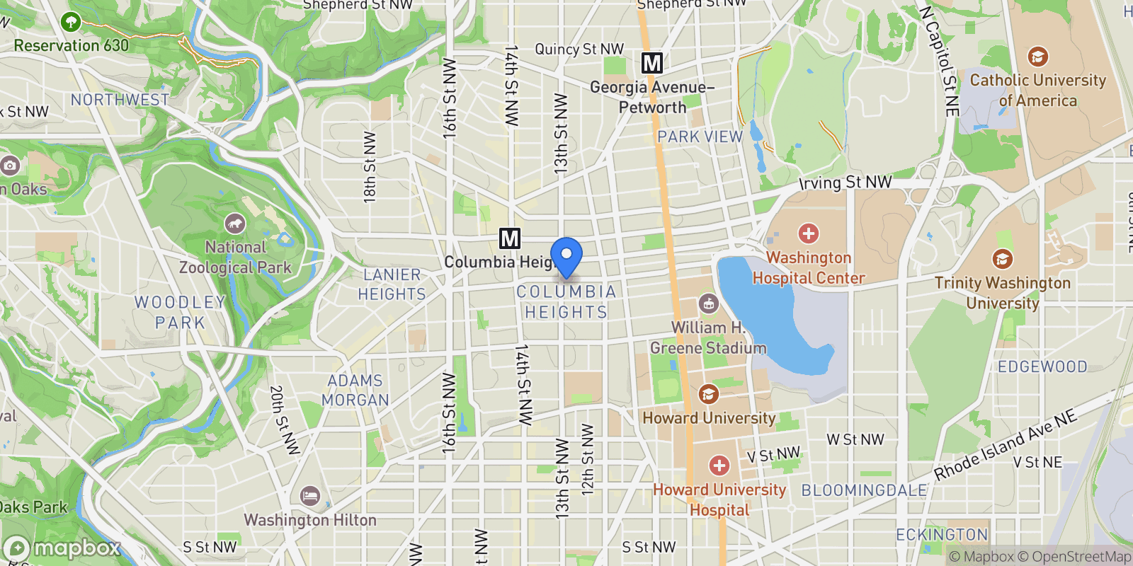 Map showing 2829 13th Street NW Unit# 1, Washington, DC 20009, Washington, District of Columbia, United States.