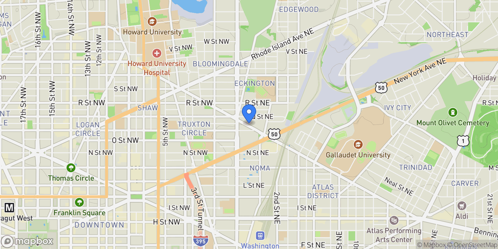 Map showing 50 Florida Avenue NE Unit# 802, Washington, DC 20002, Washington, District of Columbia, United States.