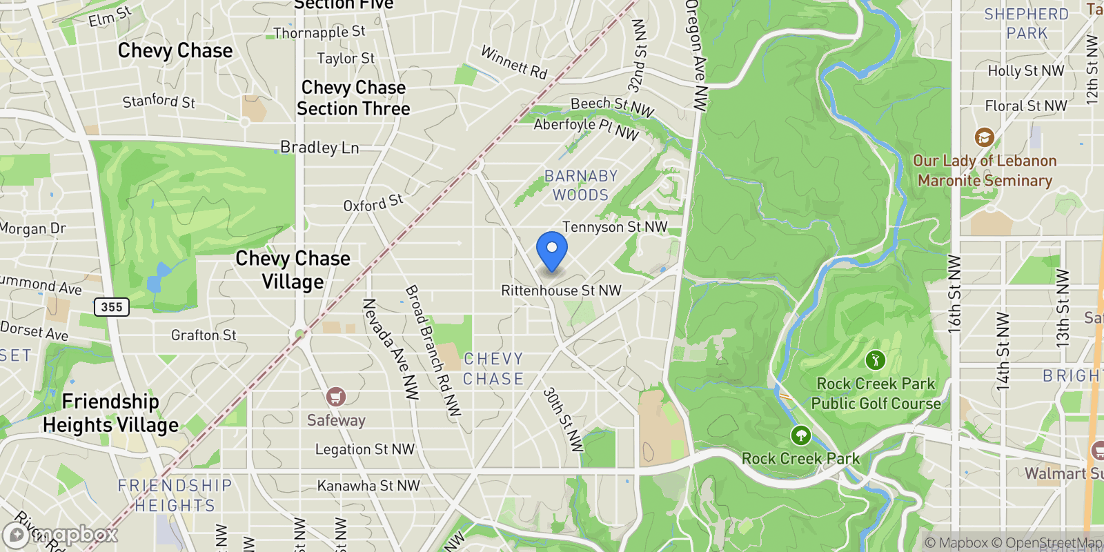 Map showing 6116 30th Street NW, Washington, DC 20015, Washington, District of Columbia, United States.