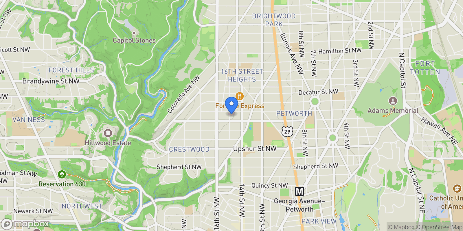 Map showing 4519 15th Street NW, Washington, DC 20011, Washington, District of Columbia, United States.