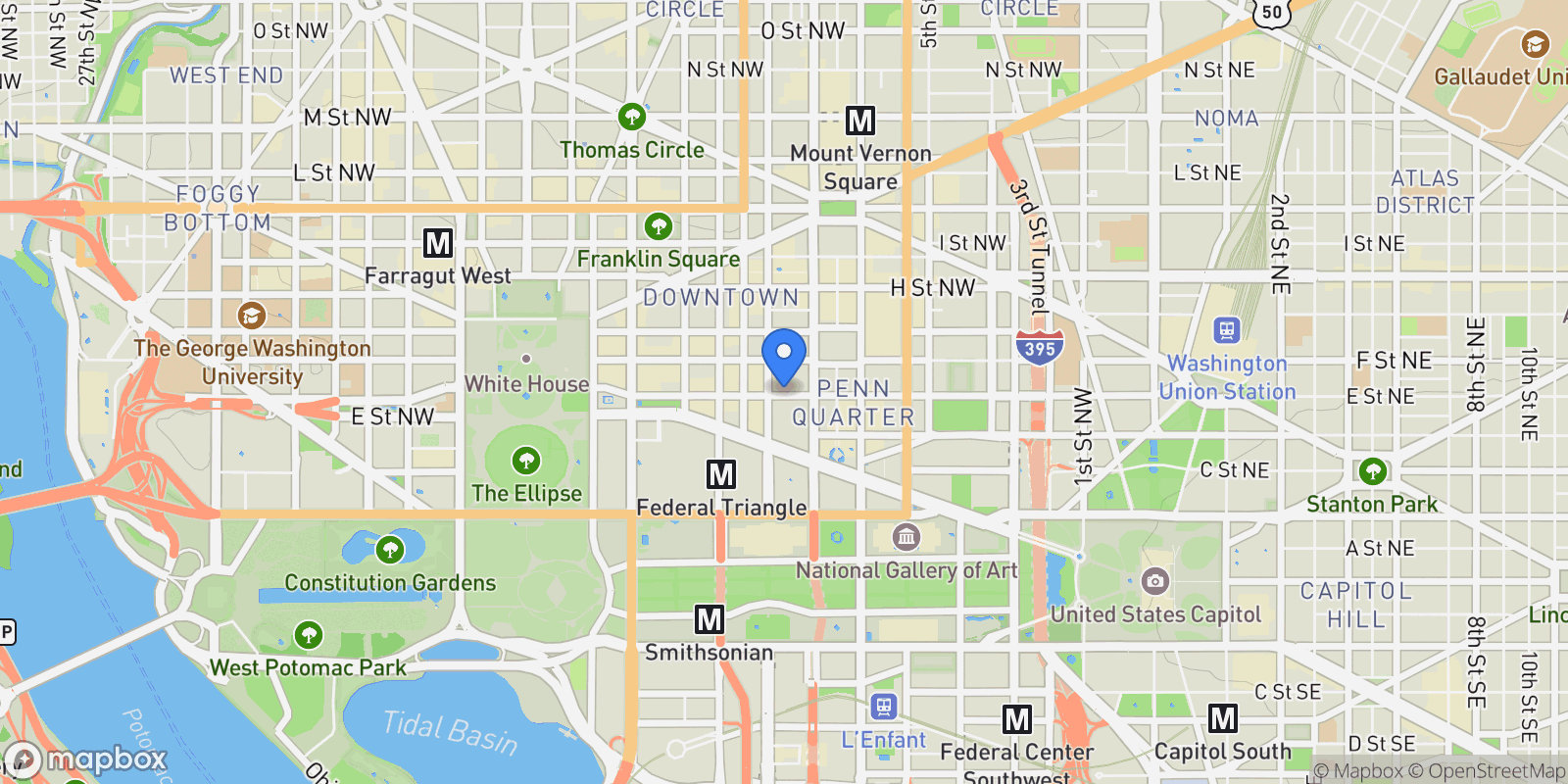 Map showing 915 E Street NW Unit# 815, Washington, DC 20004, Washington, District of Columbia, United States.