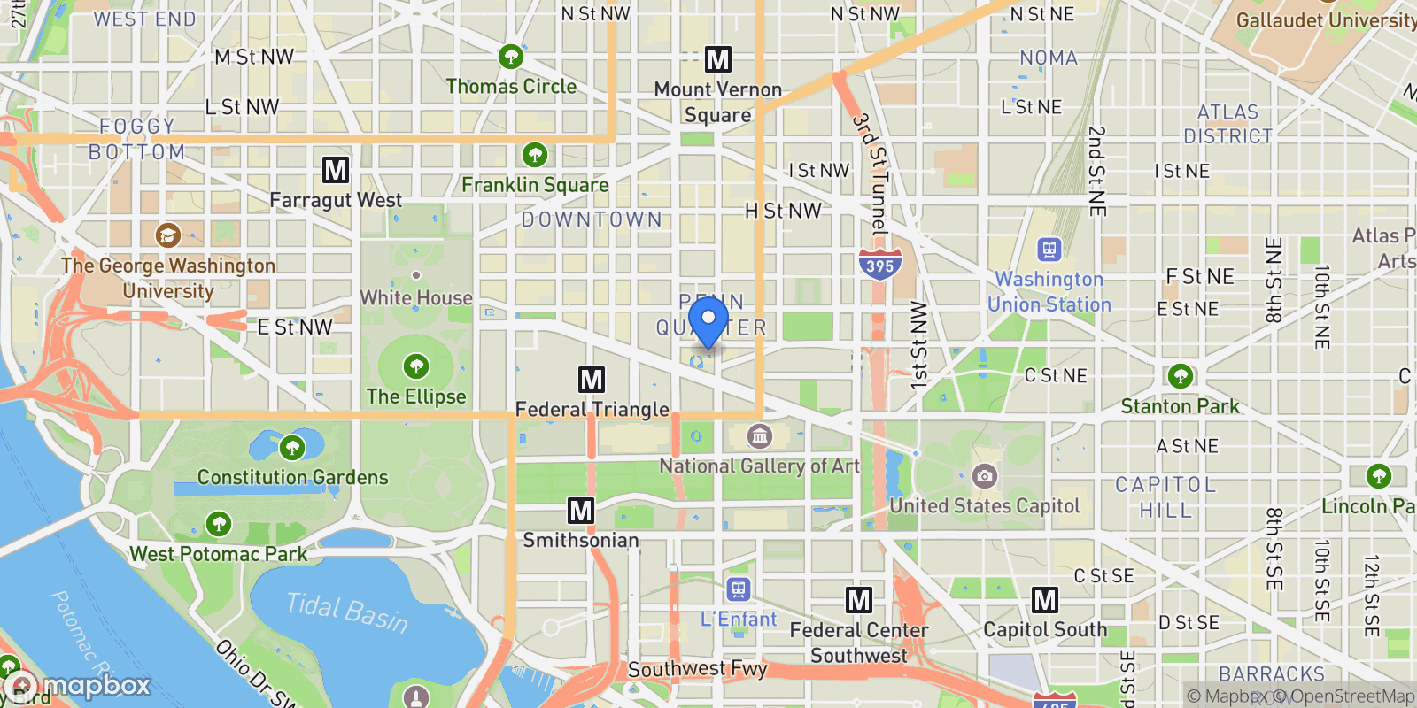 Map showing 701 Pennsylvania Avenue NW Unit# 1221, Washington, DC 20004, Washington, District of Columbia, United States.