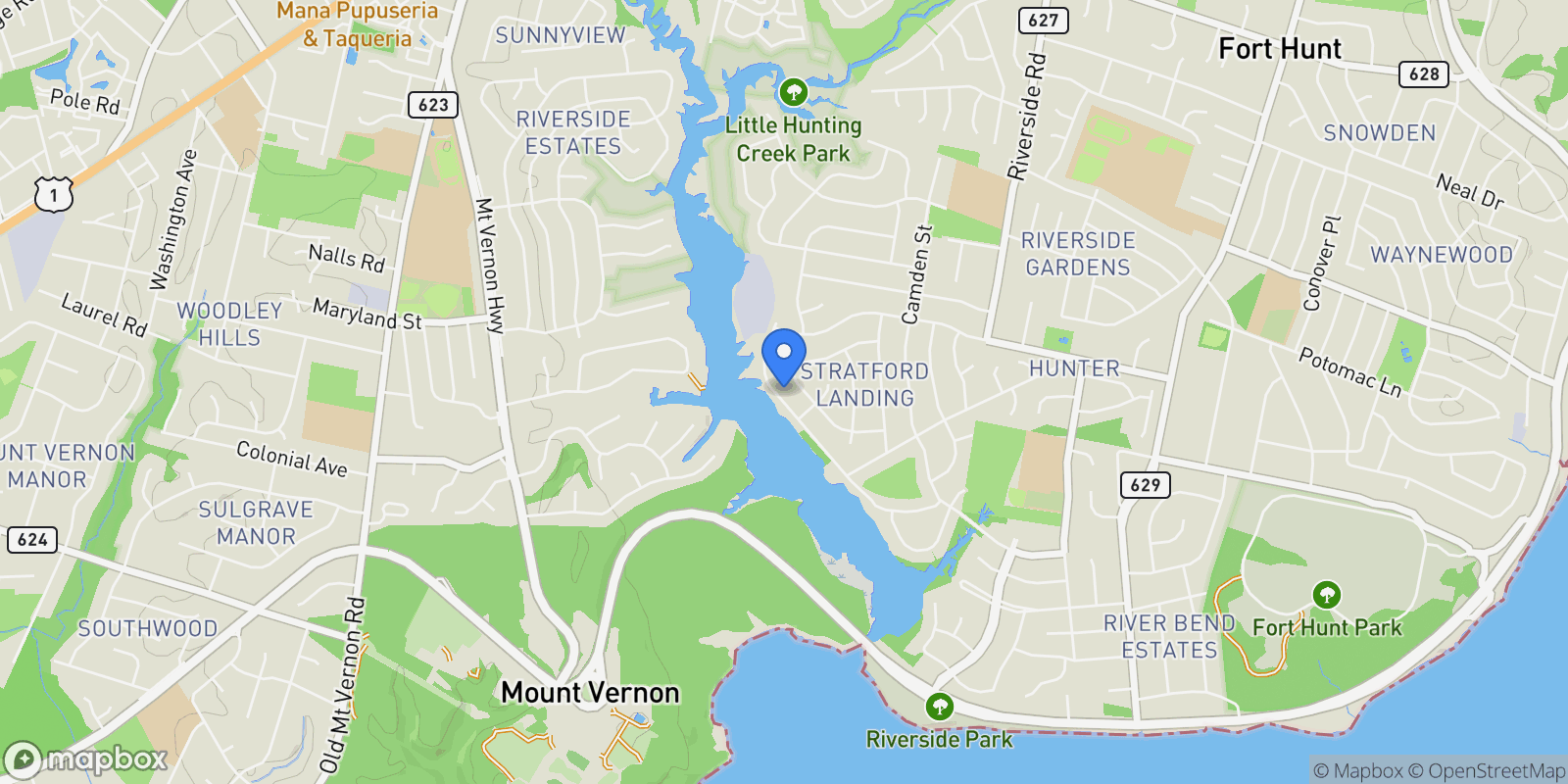 Map showing 8705 Stockton Parkway, Alexandria, VA 22308, Fort Hunt, Virginia, United States.