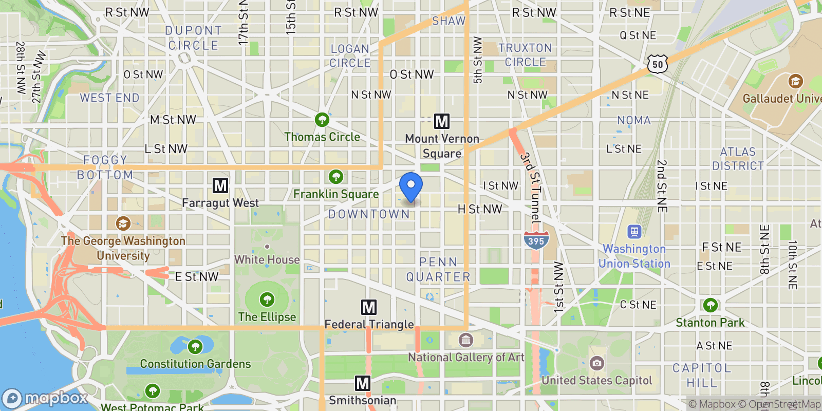 Map showing 925 H Street NW Unit# 903, Washington, DC 20001, Washington, District of Columbia, United States.