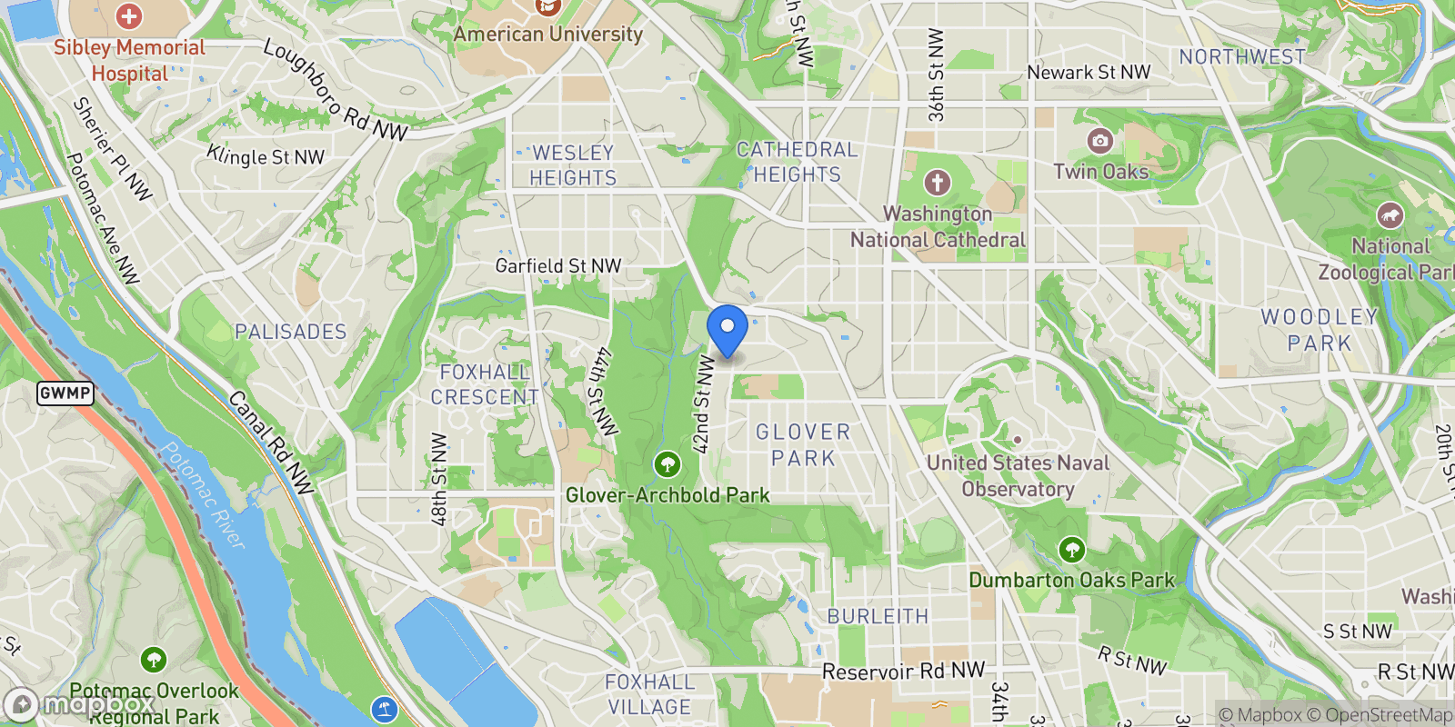Map showing 2606 41st Street NW Unit# PH, Washington, DC 20007, Washington, District of Columbia, United States.