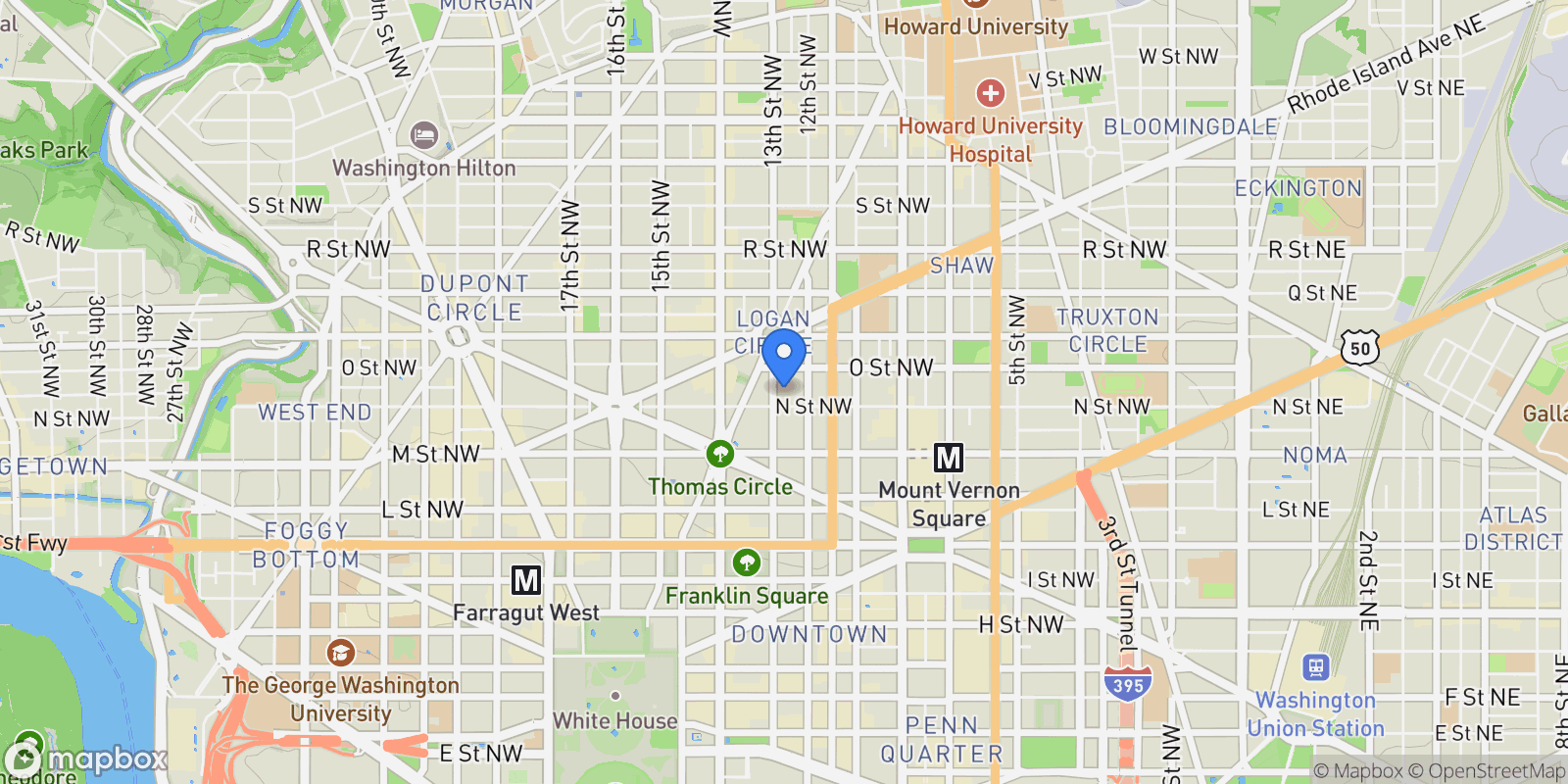 Map showing 1311 13th Street NW Unit# 503, Washington, DC 20005, Washington, District of Columbia, United States.
