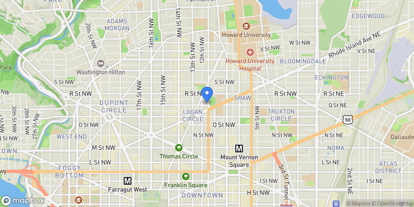 Map showing 1101 Q Street NW Unit# 103, Washington, DC 20009, Washington, District of Columbia, United States.