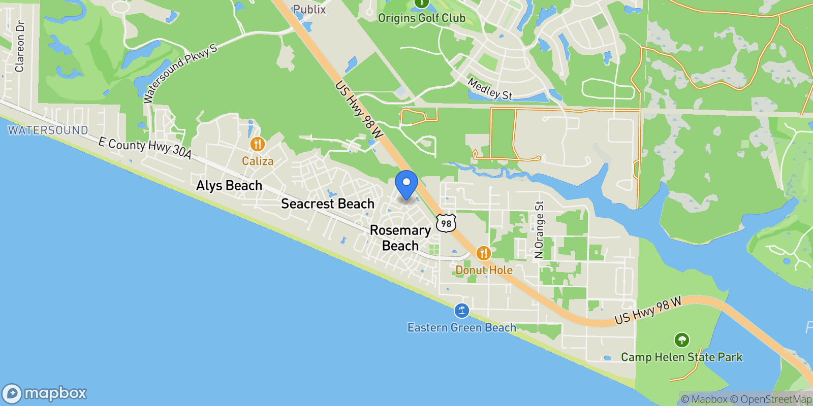 Map showing Rosemary Beach, Florida, United States.