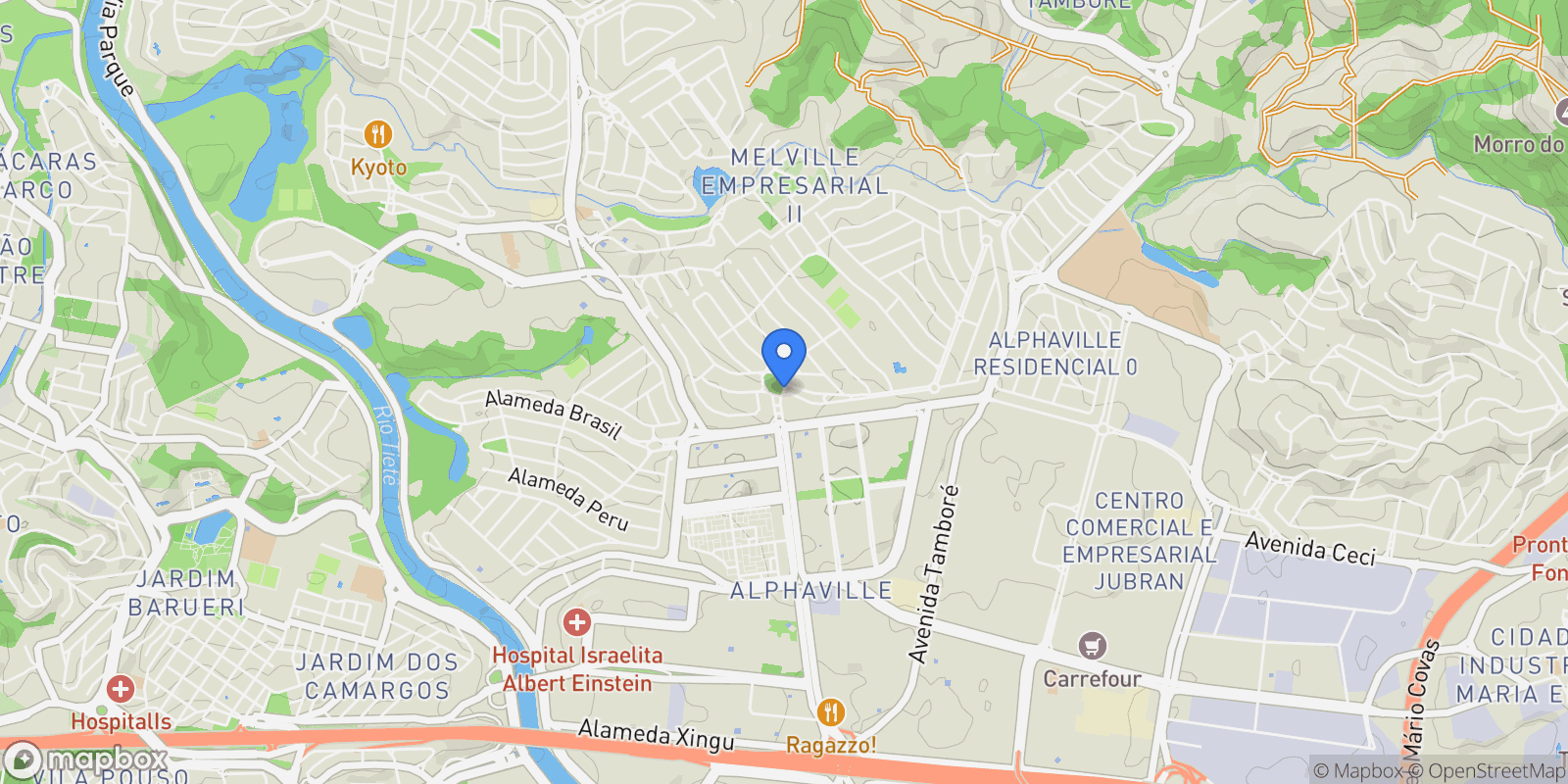 Map showing Alameda Rio Negro Alphaville, Barueri, SP 06474-260, Barueri, State of São Paulo, Brazil.