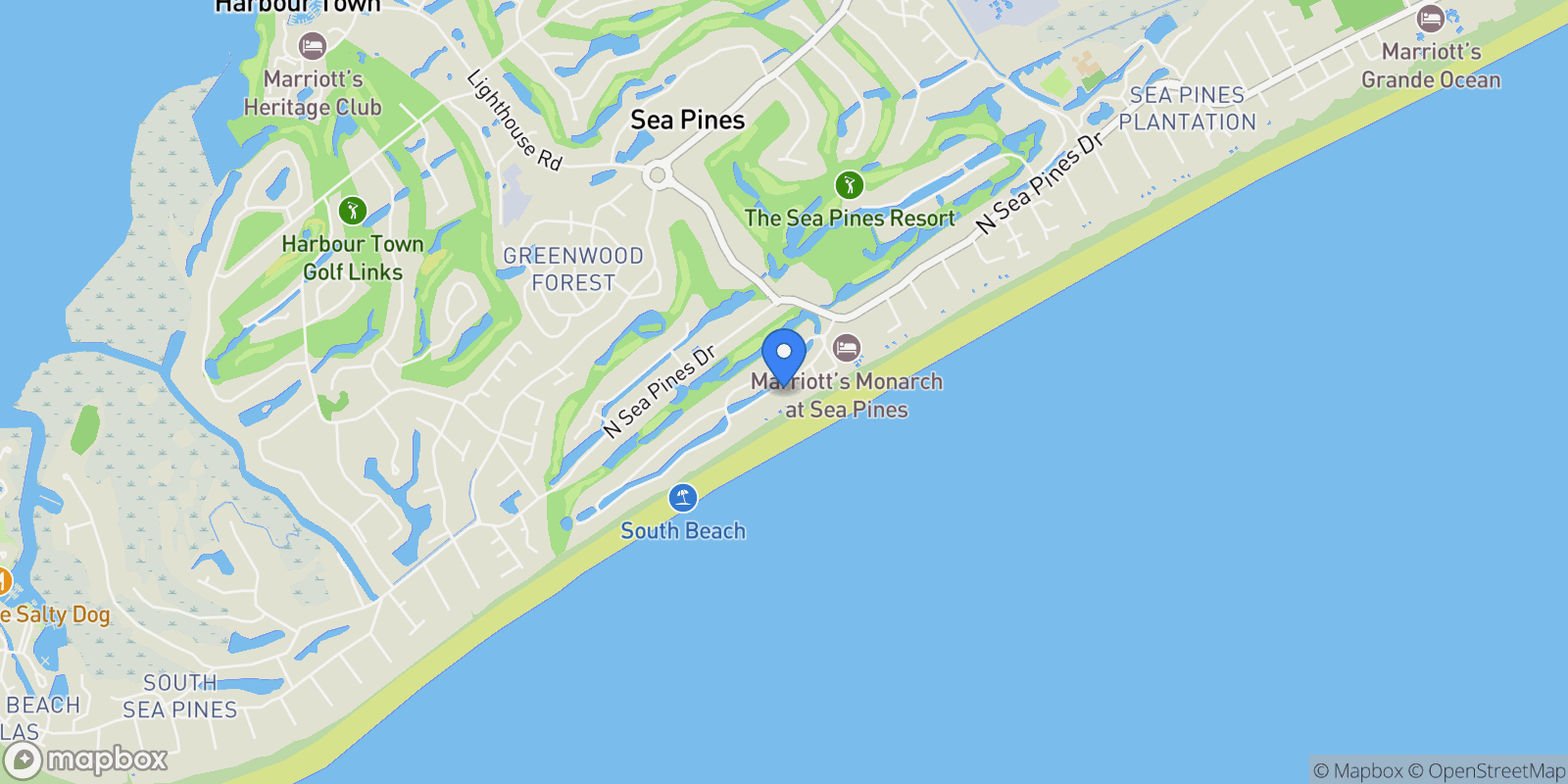Map showing 30 Beach Lagoon Road E, Hilton Head Island, SC, 29928, USA, Hilton Head Island, South Carolina, United States.