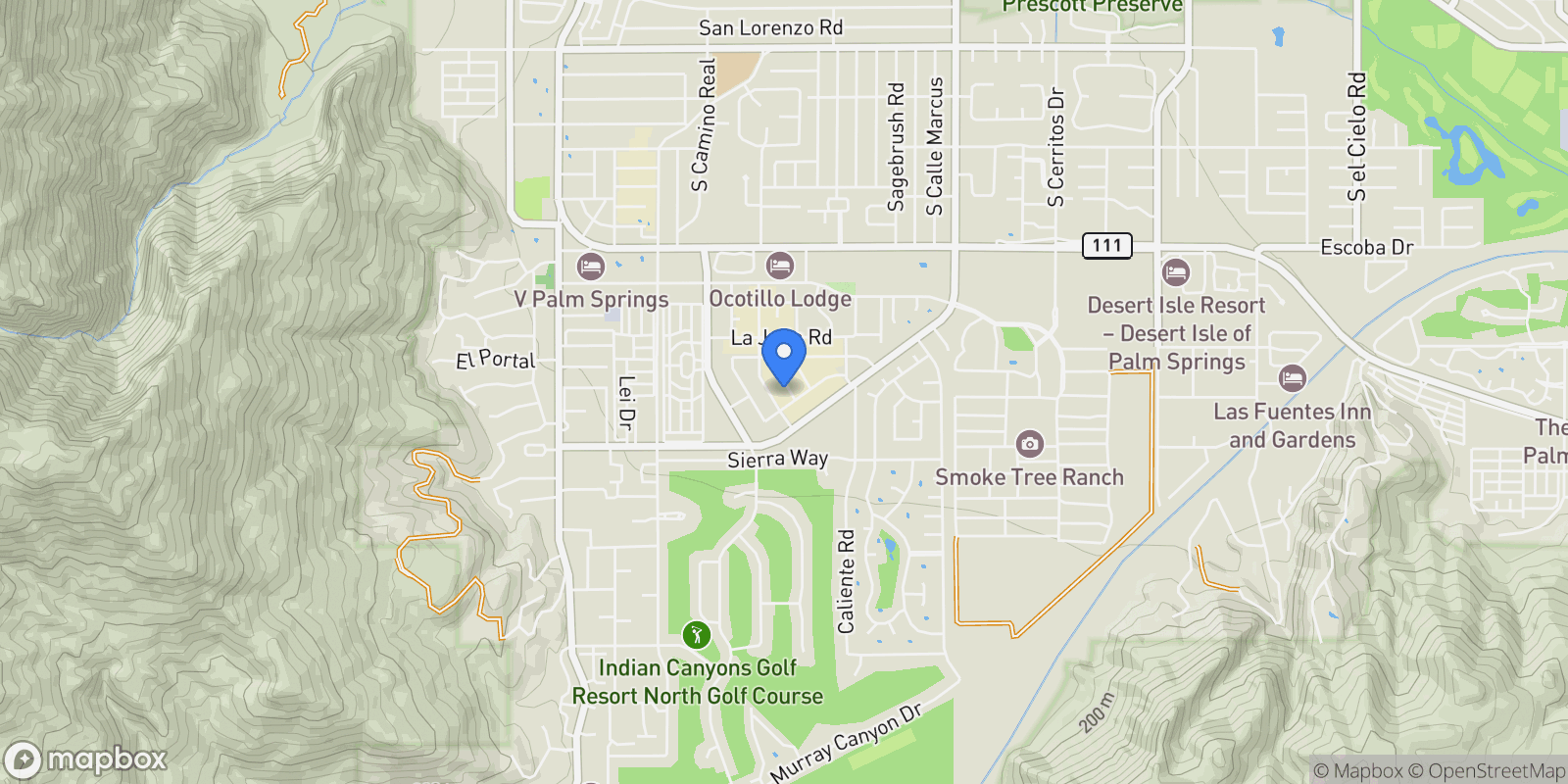 Map showing 1983 S Yucca Pl, Palm Springs, CA 92264, Palm Springs, California, United States.