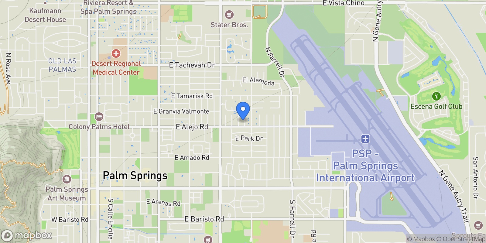 Map showing 545 N Chiquita Circle, Palm Springs, CA 92262, Palm Springs, California, United States.