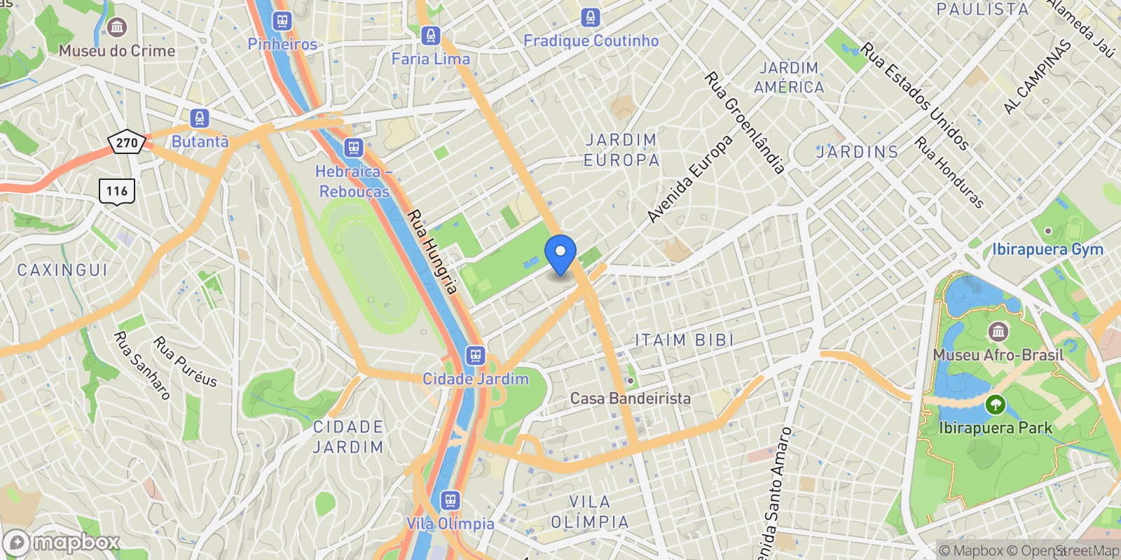 Map showing Rua Professor Artur Ramos Jardim Europa, São Paulo, SP 01454-011, São Paulo, State of São Paulo, Brazil.