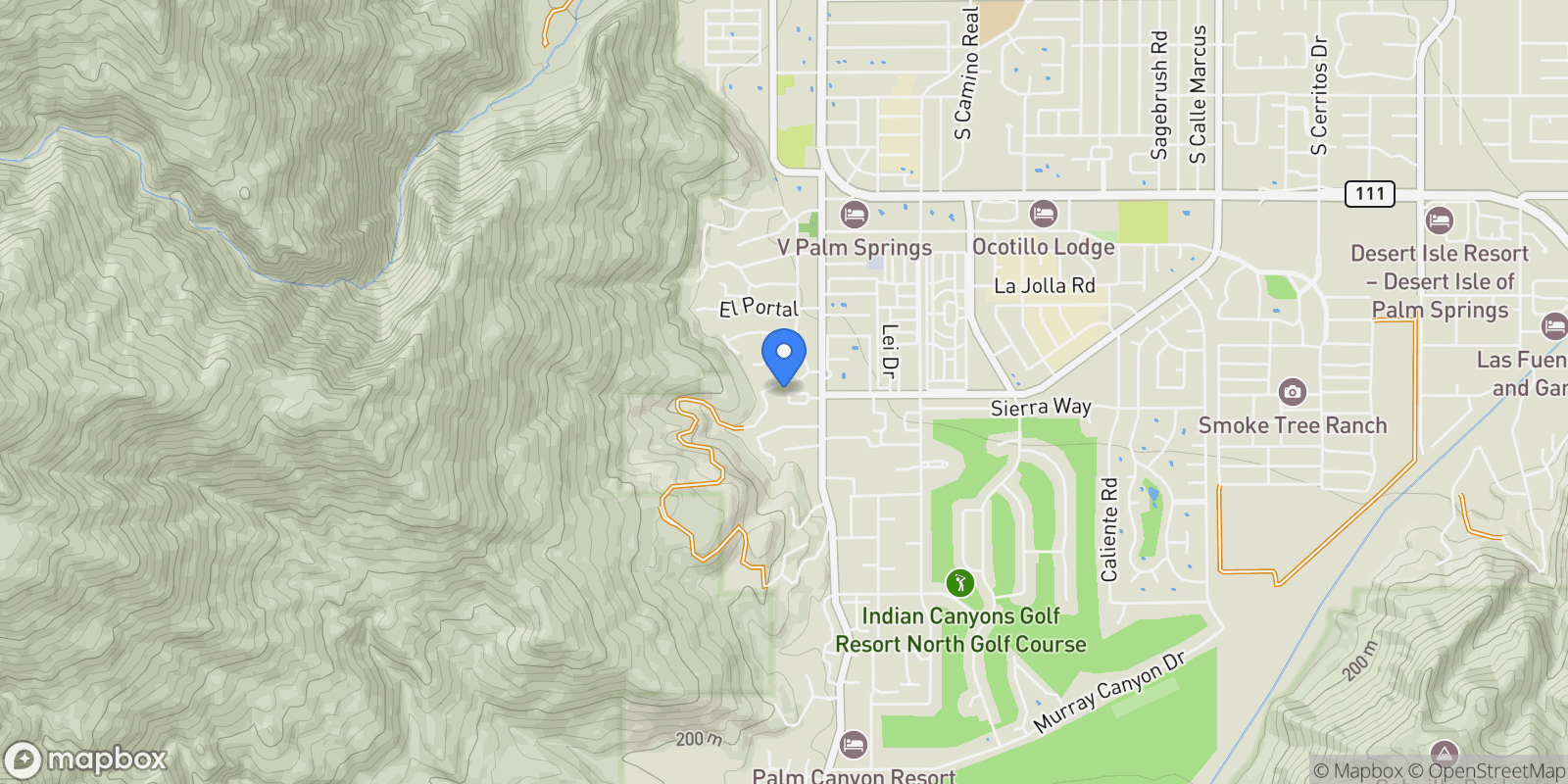 Map showing 290 W Lilliana Dr, Palm Springs, CA 92264, Palm Springs, California, United States.