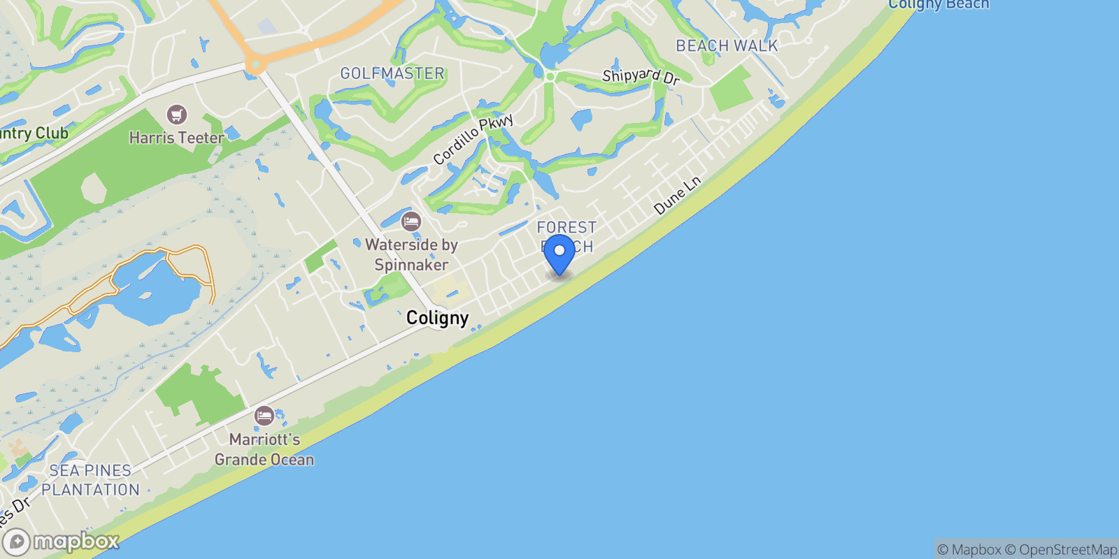 Map showing 37 Dune Lane, Hilton Head Island, SC, 29928, USA, Hilton Head Island, South Carolina, United States.