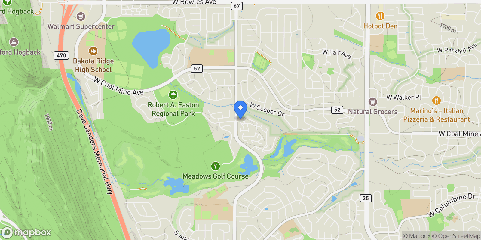 Map showing 6615 S Robb Lane, Littleton, CO 80127, Littleton, Colorado, United States.