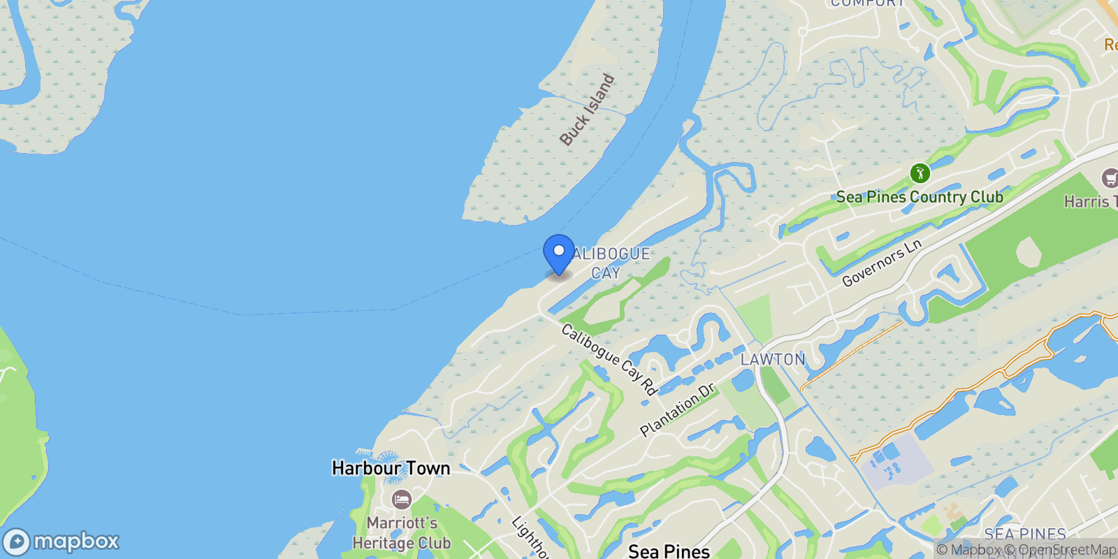 Map showing 11 N Calibogue Cay Road, Hilton Head Island, SC, 29928, USA, Hilton Head Island, South Carolina, United States.