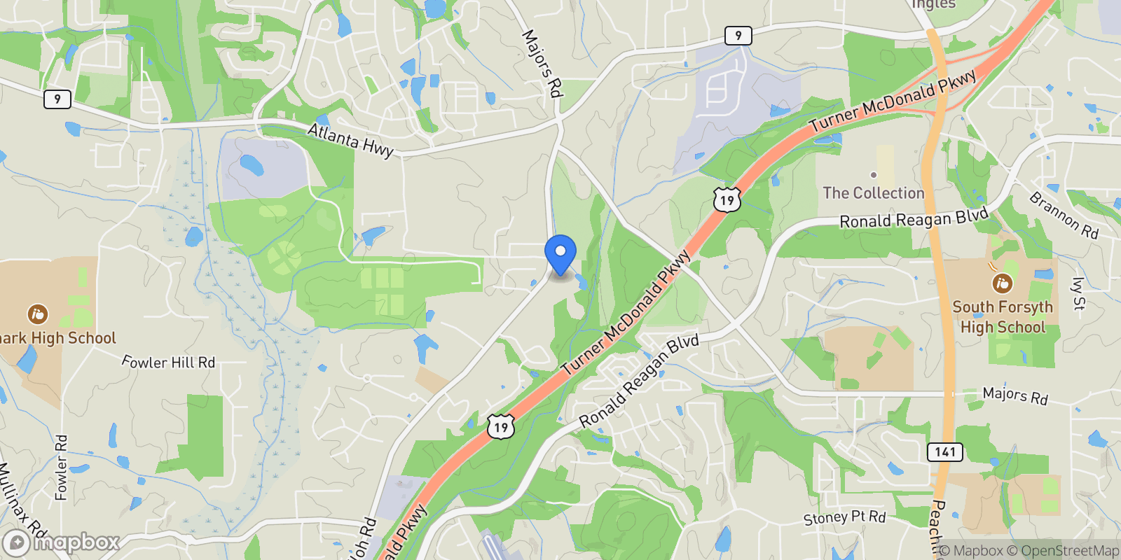 Map showing Cumming, Georgia, United States.