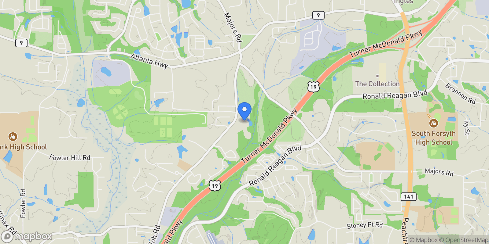 Map showing Cumming, Georgia, United States.