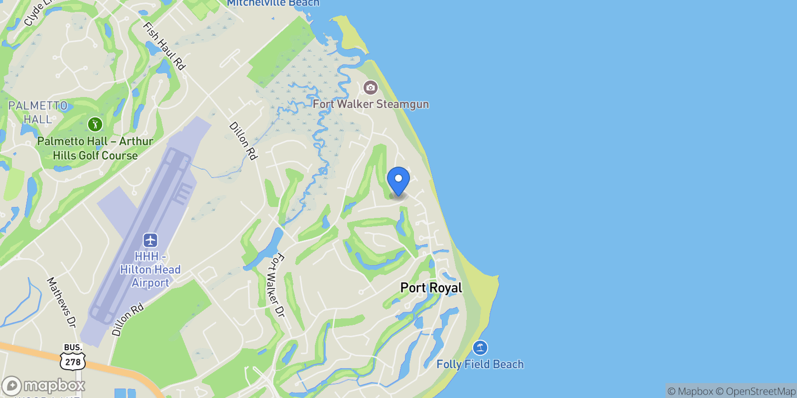 Map showing 33 N Port Royal Drive, Hilton Head Island, SC, 29928, USA, Hilton Head Island, South Carolina, United States.