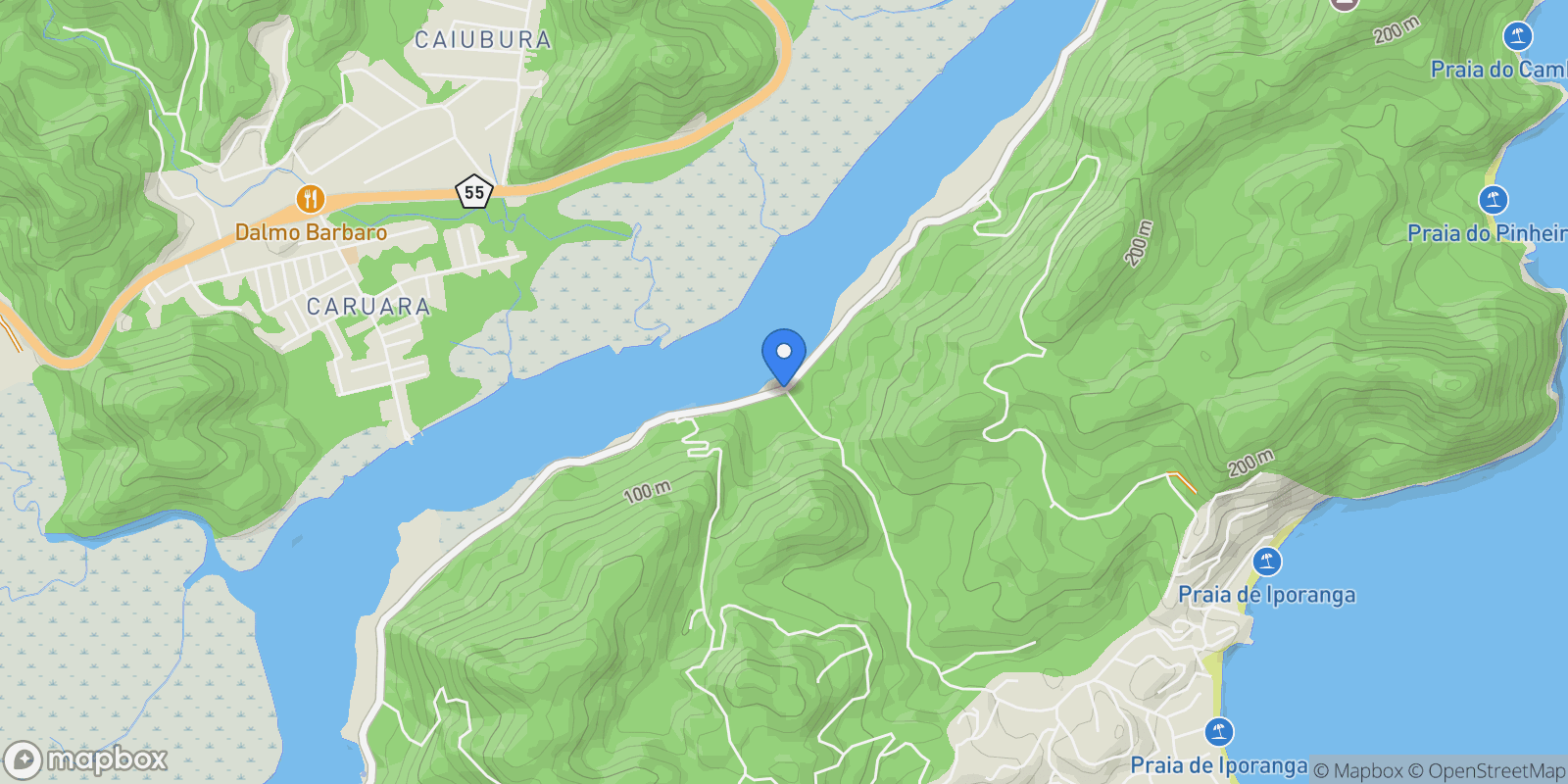 Map showing Estrada Bertioga Praia de Iporanga, Guarujá, SP 11446-002, Guarujá, State of São Paulo, Brazil.