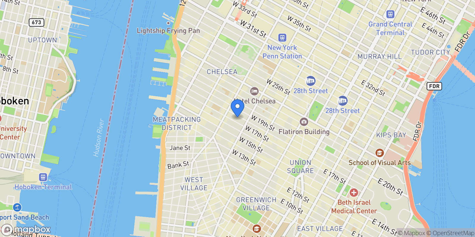 Map showing 224 West 18th Street 9A, New York, NY 10011, New York, New York, United States.