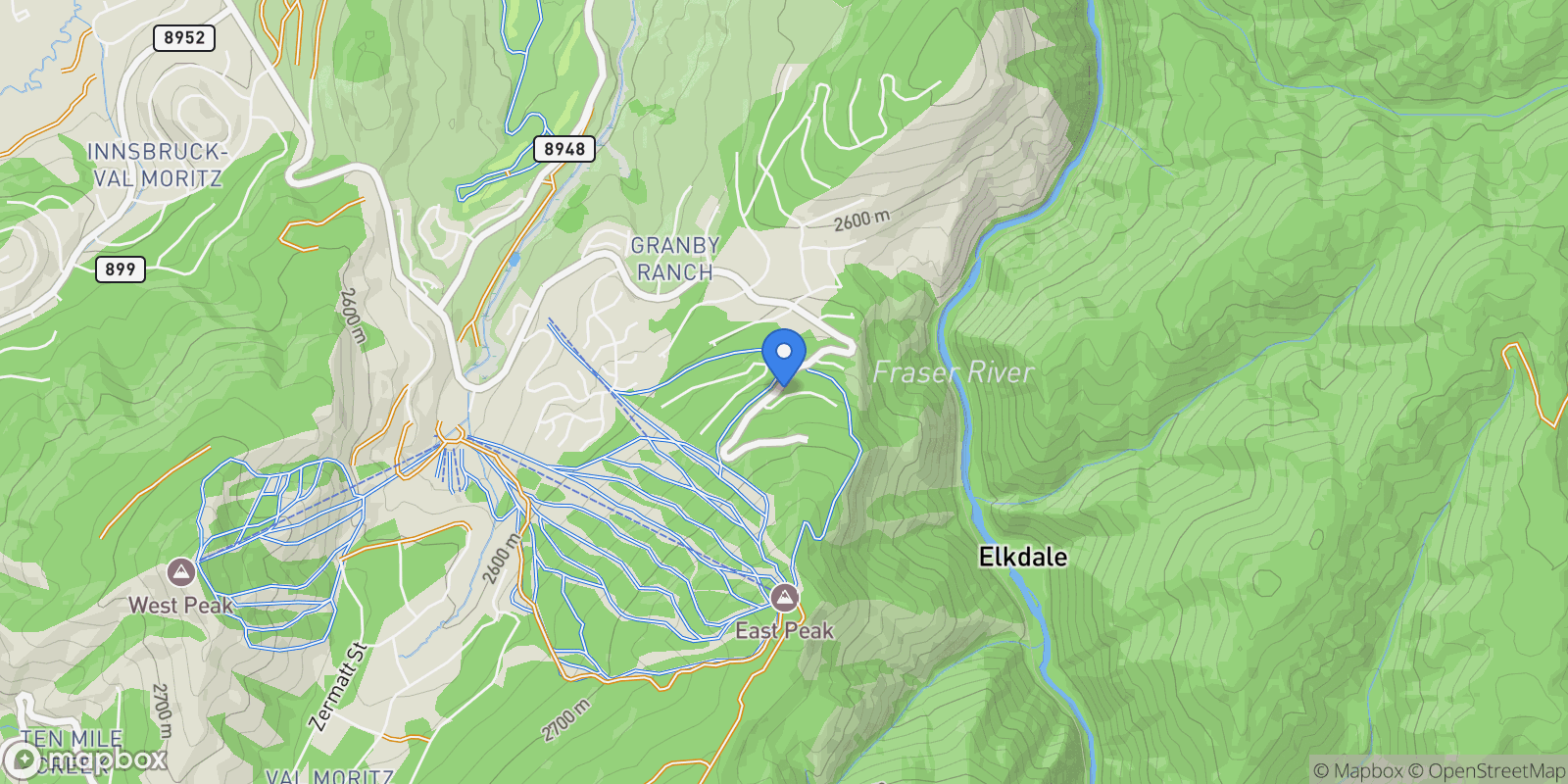 Map showing 109 Evergreen Drive, Granby, CO 80446, Granby, Colorado, United States.