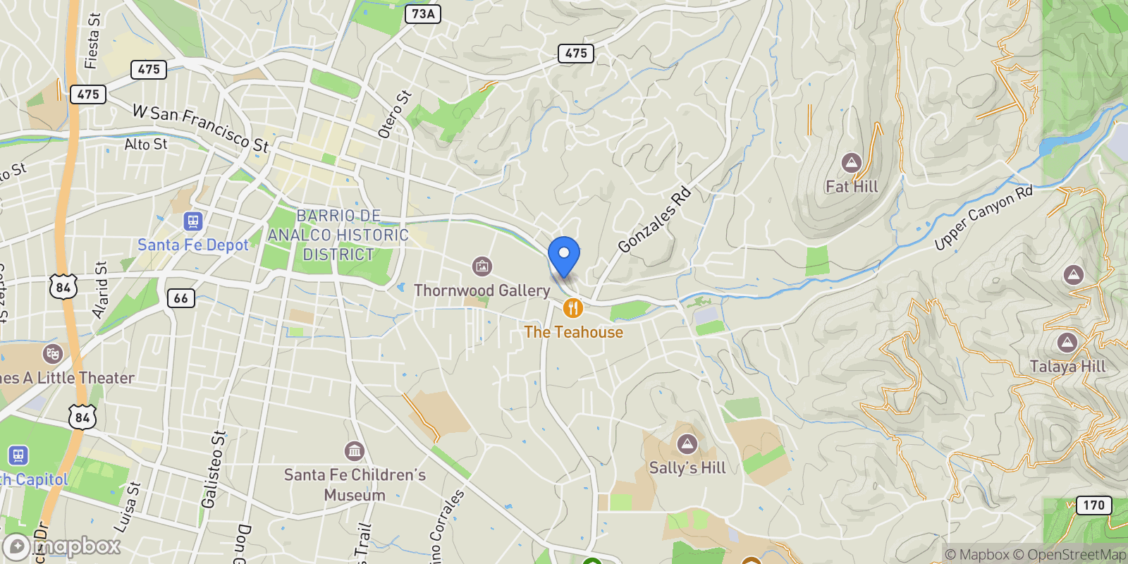 Map showing 868 E Alameda Street, Santa Fe, NM 87501, Santa Fe, New Mexico, United States.