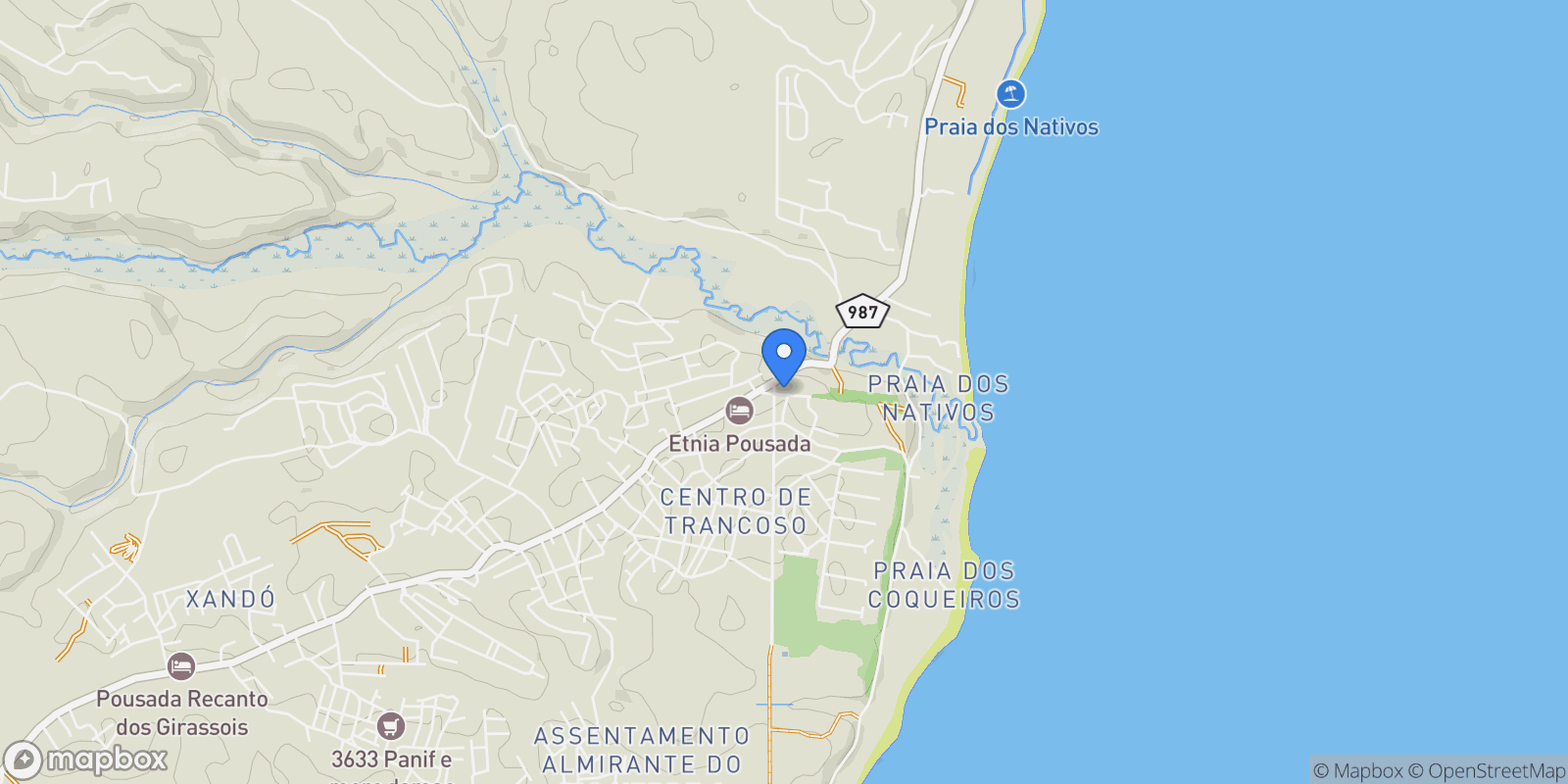 Map showing Estrada de Itapororoca Praia de Itapororoca, Trancoso, BA 45818-000, Trancoso, State of Bahia, Brazil.
